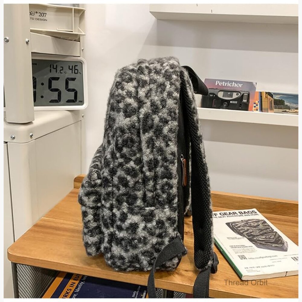 Fuzzy Cheetah Backpack, Adjustable Strap, Lightwe… - image 7